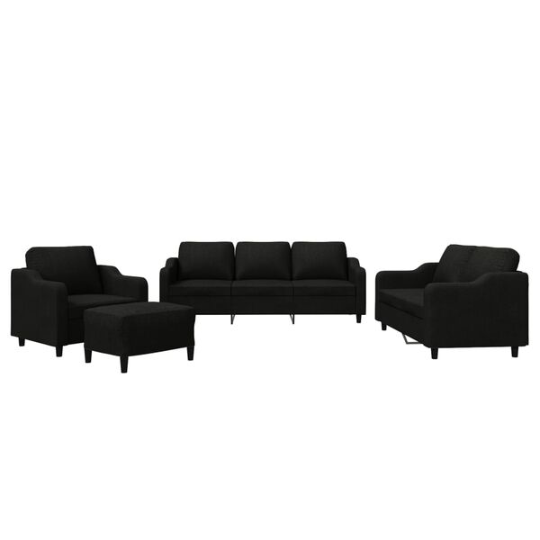 vidaXL Ensemble de canapés 4 pcs avec coussins Noir Tissu