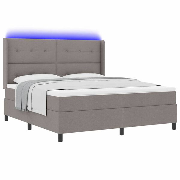vidaXL Lit &agrave; ressort LED avec matelas Taupe 180 x 200 cm tissu