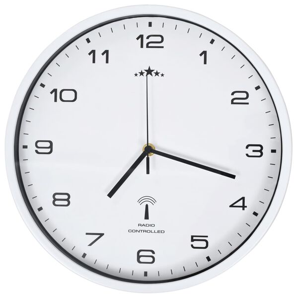 vidaXL Horloge murale radioguidée avec mouvement à quartz 31 cm Blanc