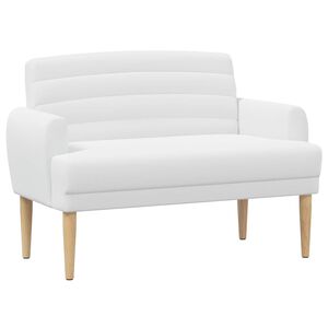 vidaXL Canap&eacute; love seat avec capitonnage en boutons Blanc Tissu