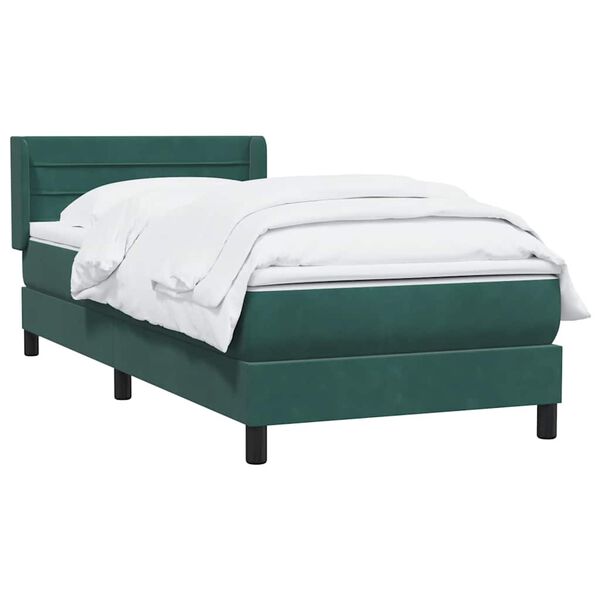 vidaXL Sommier &agrave; lattes de lit et matelas vert fonc&eacute; 80x220 cm velours
