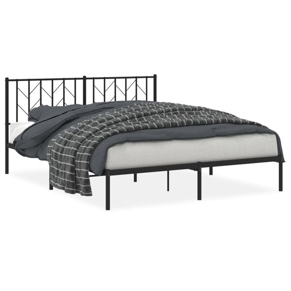 vidaXL Cadre de lit m&eacute;tal sans matelas et t&ecirc;te de lit noir 160x200 cm