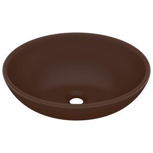 vidaXL Lavabo ovale de luxe Marron foncé mat 40x33 cm Céramique