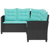 vidaXL Canap&eacute; de jardin 2 pcs Noir et turquoise Poly rotin