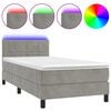 vidaXL Sommier &agrave; lattes de lit et matelas et LED Gris clair 90x200 cm