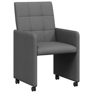 vidaXL Chaises de Salle &agrave; Manger avec Roues 2 pcs Gris fonc&eacute; tissu