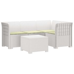 vidaXL Canap&eacute; de jardin 4 places avec coussins style rotin PP Blanc