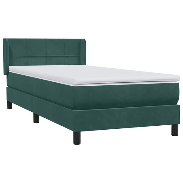 vidaXL Sommier &agrave; lattes de lit et matelas vert fonc&eacute; 100x220cm velours