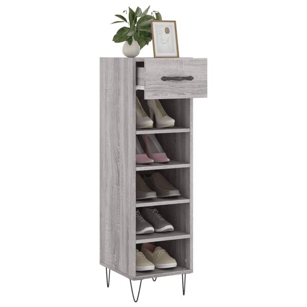vidaXL Meuble &agrave; chaussures sonoma gris 30x35x105 cm bois d'ing&eacute;nierie