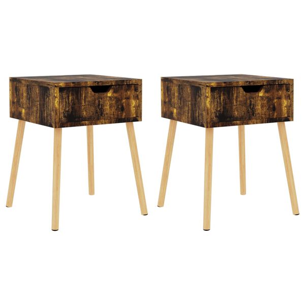 vidaXL Tables de chevet 2 pcs Ch&ecirc;ne fum&eacute; 40x40x56 cm Bois d'ing&eacute;nierie