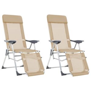 vidaXL Chaises de camping pliantes et repose-pied lot de 2 textil&egrave;ne