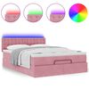 vidaXL Cadre de lit ottoman avec matelas rose 140x190 cm velours