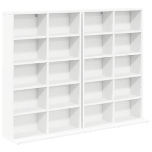 vidaXL Meuble CD 2 pc Blanc 65 x 23,5 x 97,5 cm Bois d'ing&eacute;nierie