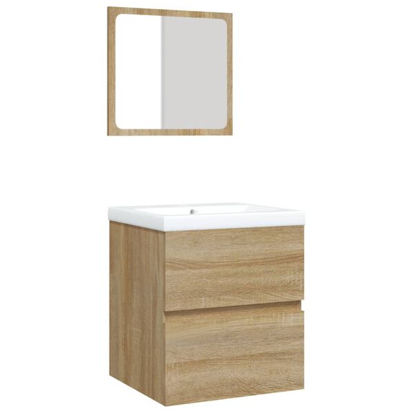 vidaXL Armoire lavabo de salle de bain bassin et miroir Chêne sonoma