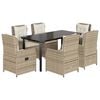 vidaXL Ensemble &agrave; manger de jardin et coussins 7 pcs beige poly rotin