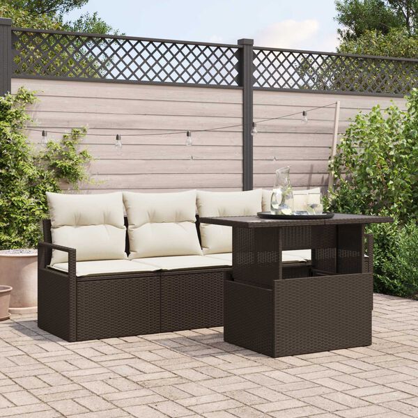 vidaXL Ensemble de canap&eacute; de jardin 5 pcs Marron Poly rotin