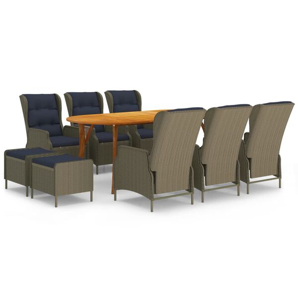 vidaXL Ensemble &agrave; manger de jardin 9 pcs Marron