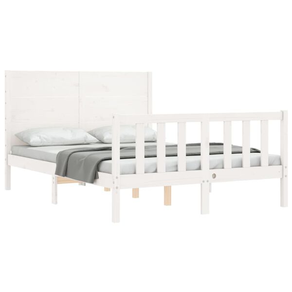 vidaXL Cadre de lit sans matelas blanc 140x200 cm bois de pin massif