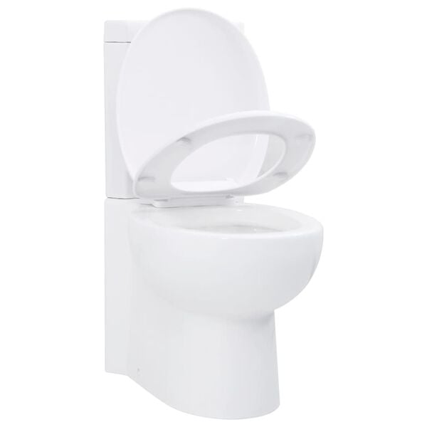 vidaXL Toilette d'angle en céramique pour salle de bains blanc