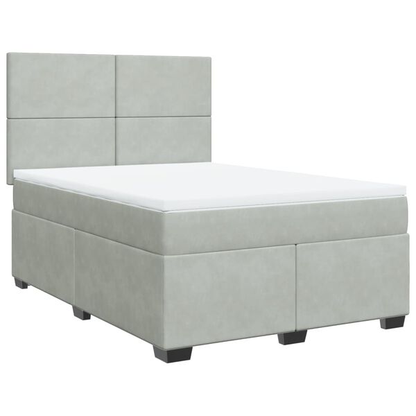 vidaXL Sommier &agrave; lattes de lit et matelas Gris clair 160x200cm Velours