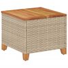vidaXL Table de jardin beige 45x45x37 cm r&eacute;sine tress&eacute;e et bois acacia