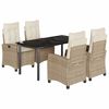 vidaXL Ensemble &agrave; manger de jardin avec coussins 5pcs Beige poly rotin