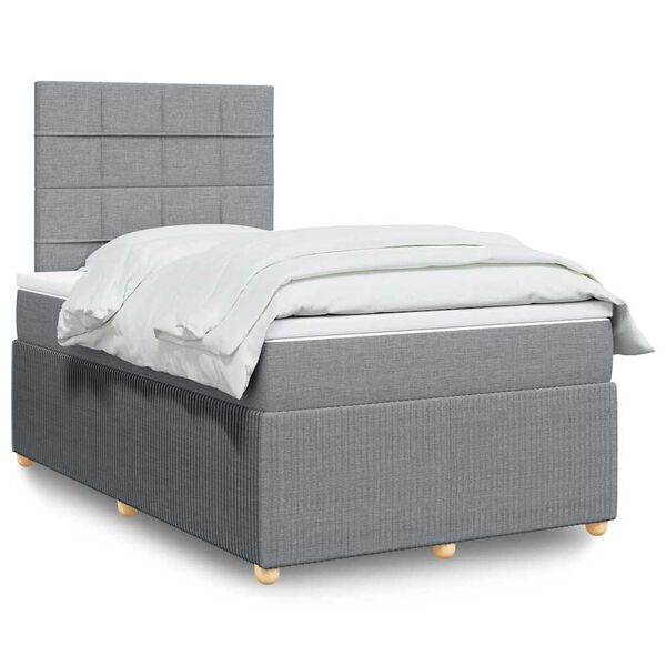 vidaXL Sommier &agrave; lattes de lit et matelas gris clair 120x190 cm tissu