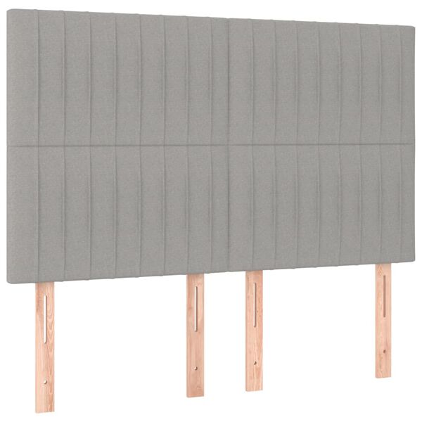 vidaXL T&ecirc;te de lit &agrave; LED Gris clair 144x5x118/128 cm Tissu