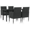 vidaXL Ensemble &agrave; manger de jardin 5 pcs noir r&eacute;sine tress&eacute;e et acier