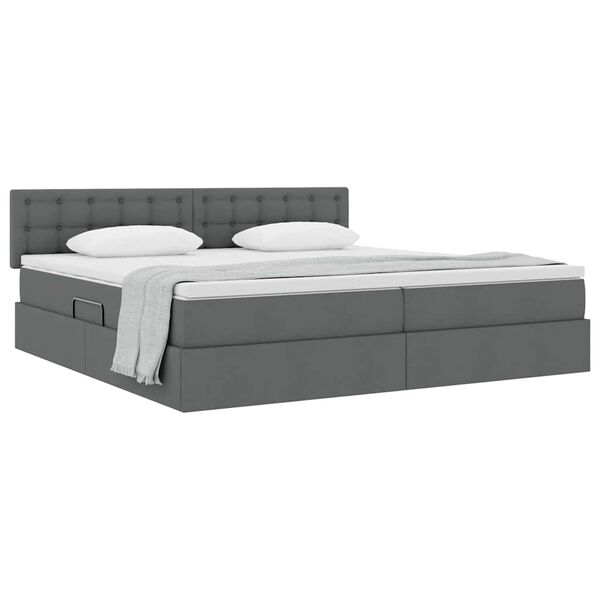 vidaXL Lit avec rangement et matelas Gris foncé 200 x 200 cm