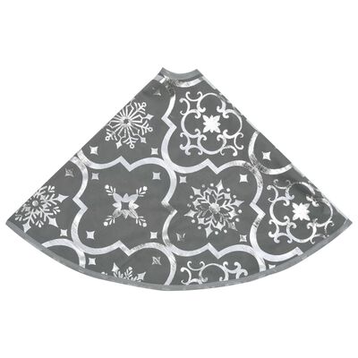 vidaXL Jupe de sapin de Noël de luxe avec chaussette Gris 150 cm Tissu