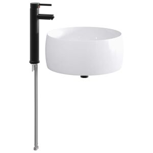 vidaXL Lavabo avec robinet et &eacute;vacuation Noir Mat 38,5 x 38,5 x 16 cm