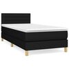 vidaXL Sommier &agrave; lattes de lit avec matelas Noir 90x190 cm Tissu