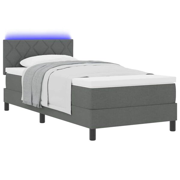 vidaXL Lit &agrave; ressorts avec matelas Gris fonc&eacute; 90 x 190 cm tissu