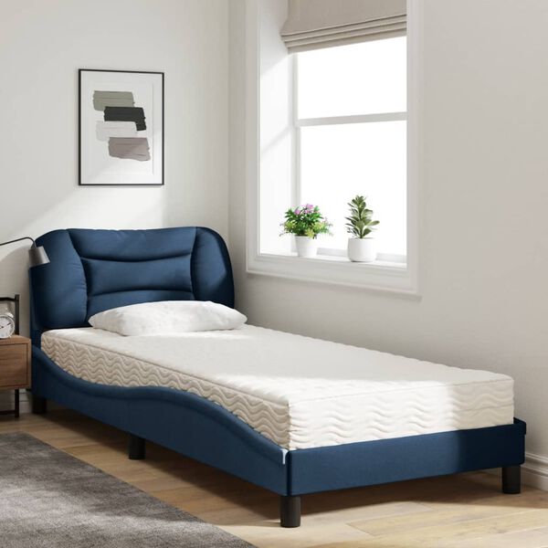 vidaXL Lit avec matelas Hvar bleu 80x200 cm tissu