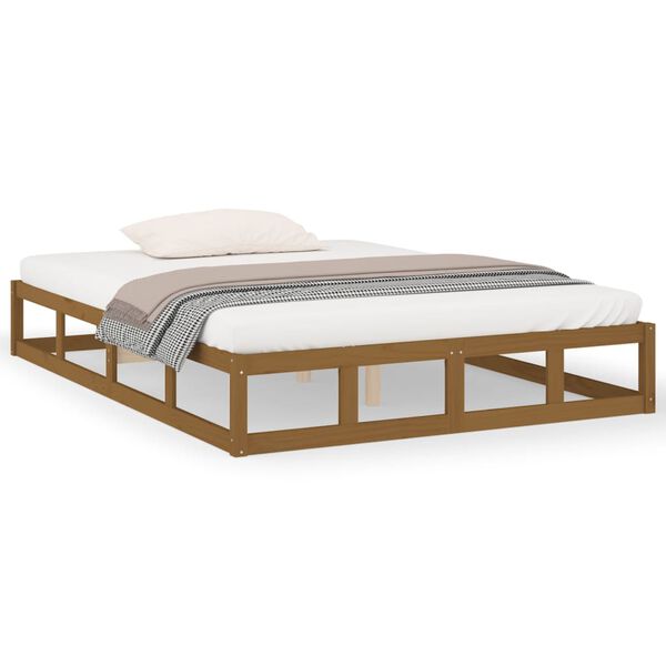 vidaXL Cadre de lit sans matelas marron miel 120x190 cm bois massif