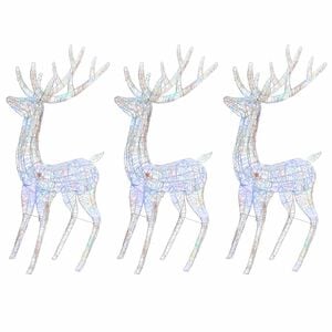 vidaXL Rennes de No&euml;l XXL Acrylique 250 LED 3 pcs 180 cm Multicolore