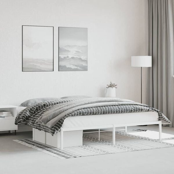 vidaXL Cadre de lit m&eacute;tal sans matelas blanc 180x200 cm