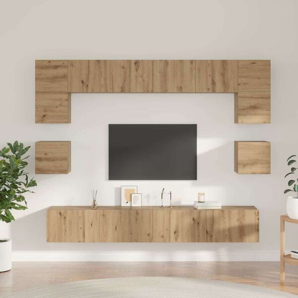 vidaXL Ensemble meuble TV 8 pcs Ch&ecirc;ne artisanal Bois d'ing&eacute;nierie