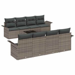 vidaXL Ensemble de canap&eacute; de jardin 9 pc Gris polyrotin