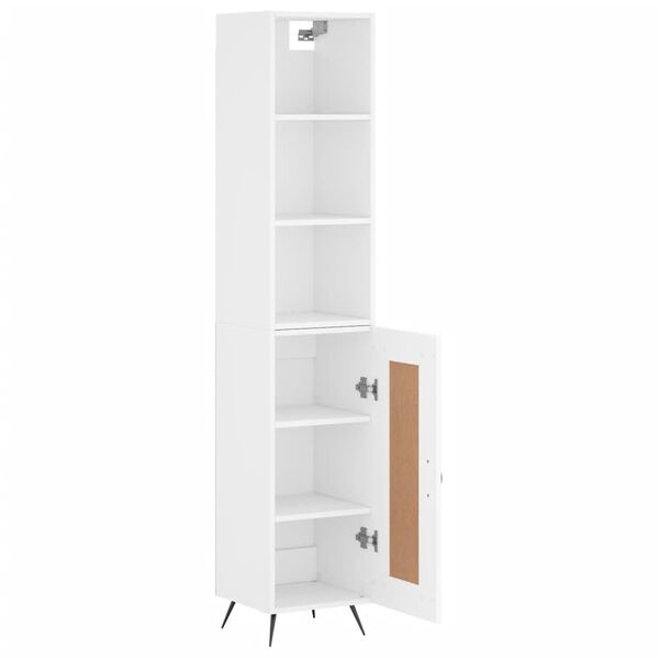 vidaXL Buffet haut Blanc 34,5x34x180 cm Bois d'ing&eacute;nierie