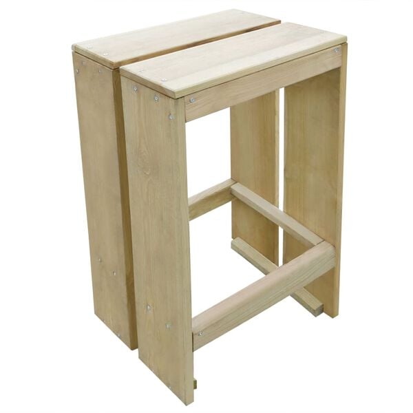 vidaXL Tabourets de bar d'ext&eacute;rieur lot de 2 Pin impr&eacute;gn&eacute;