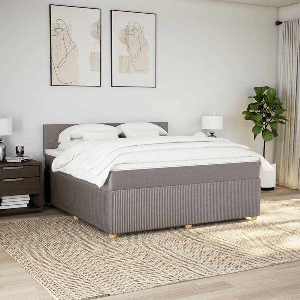 vidaXL Sommier &agrave; lattes de lit avec matelas Taupe 180x200 cm Tissu
