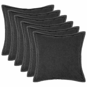 vidaXL Housse de coussin 6 pcs HOUTEN Gris fonc&eacute; 30 x 30 cm Boucl&eacute;