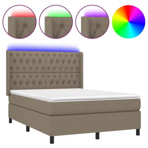 vidaXL Sommier &agrave; lattes de lit matelas et LED Taupe 140x190 cm Tissu