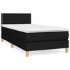 vidaXL Sommier &agrave; lattes de lit avec matelas Noir 90x190 cm Tissu
