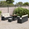 vidaXL Ensemble de canapé de jardin avec coussin 9 pcs Noir Poly rotin