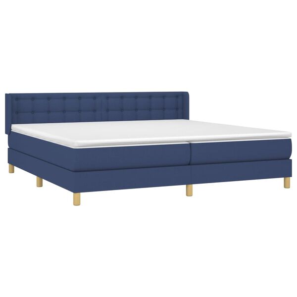 vidaXL Sommier &agrave; lattes de lit avec matelas Bleu 200x200 cm Tissu
