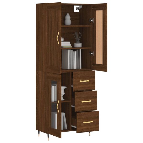 vidaXL Buffet haut Ch&ecirc;ne marron 69,5x34x180 cm Bois d'ing&eacute;nierie