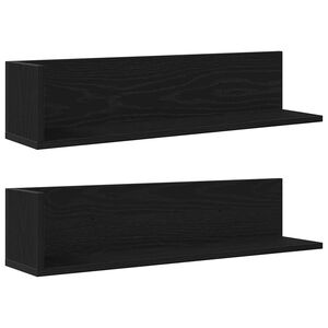 vidaXL &Eacute;tag&egrave;res murales 2 pcs noir 75x16,5x16,5 cm bois d'ing&eacute;nierie